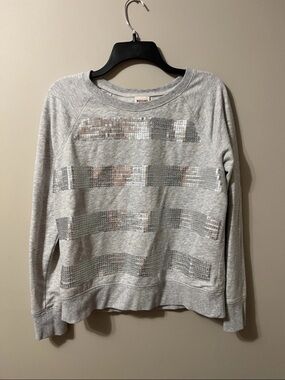 Mossimo Supply Co. Light Gray Sequin Stripe Sweatshirt Women’s Large